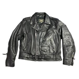 Rare Vintage FIRST Genuine Leather Biker Jacket Men’s size 42  21x23 90s